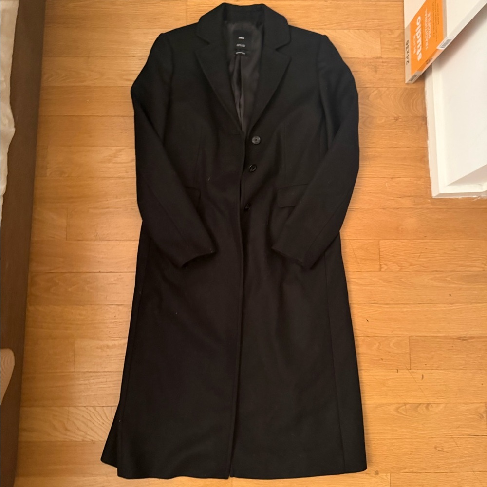 Mango Wool Black Long Coat